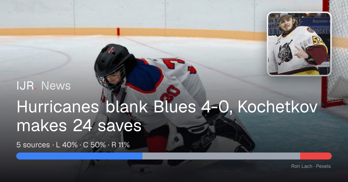 Hurricanes blank Blues 4-0, Kochetkov makes 24 saves — IJR News