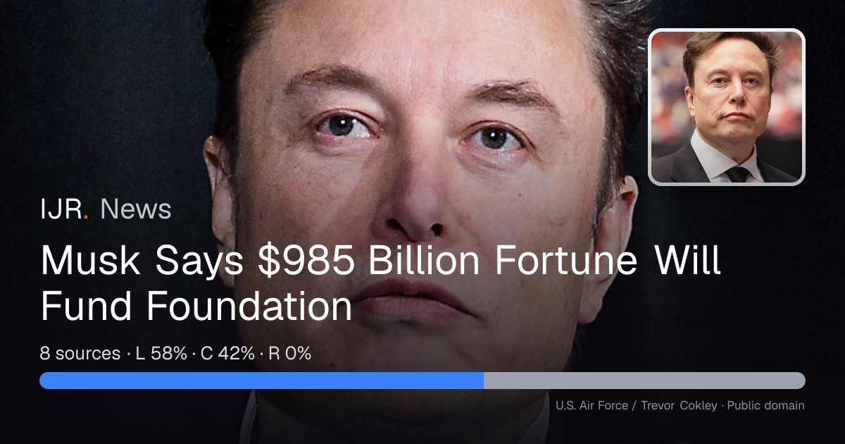Musk Says $985 Billion Fortune Will Fund Foundation — IJR News