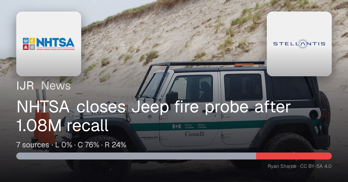 NHTSA closes Jeep fire probe after 1.08M recall — IJR News