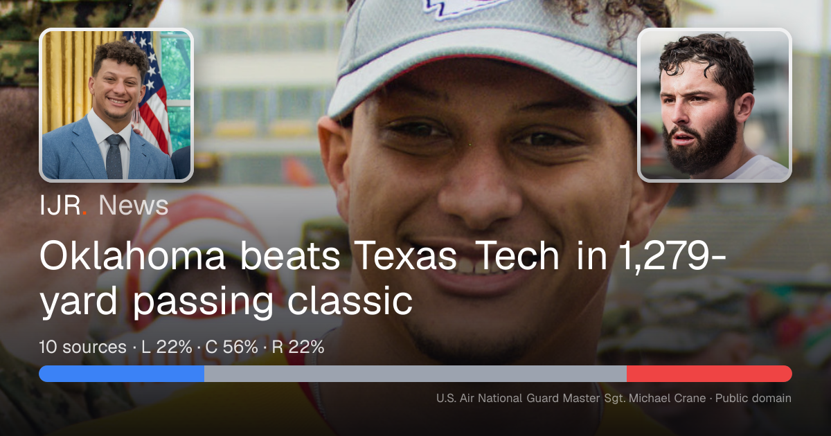 Oklahoma beats Texas Tech in 1,279-yard passing classic — IJR News