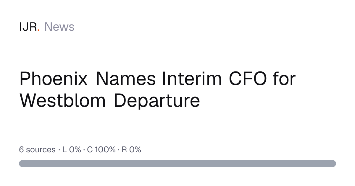 Phoenix Names Interim CFO for Westblom Departure — IJR News