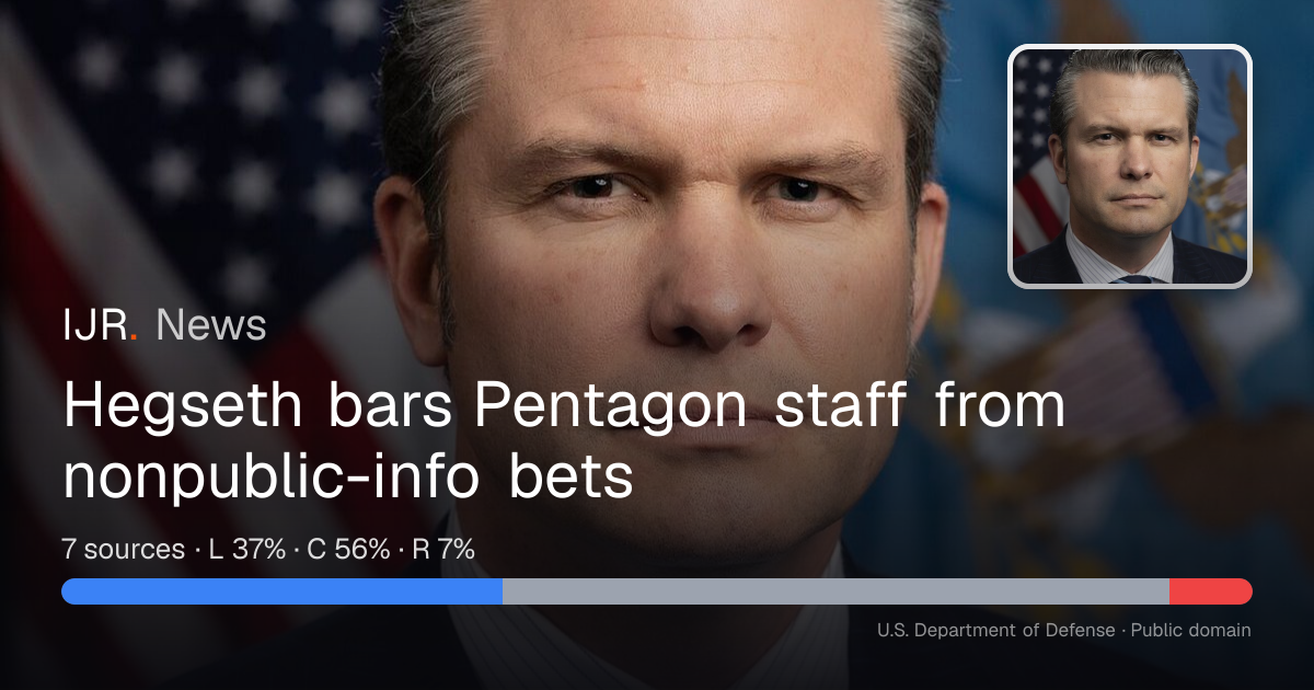 Hegseth bars Pentagon staff from nonpublic-info bets — IJR News