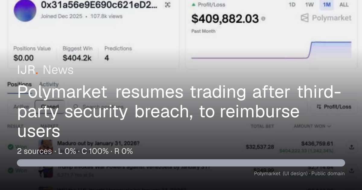 Polymarket resumes trading after third-party security breach, to ...