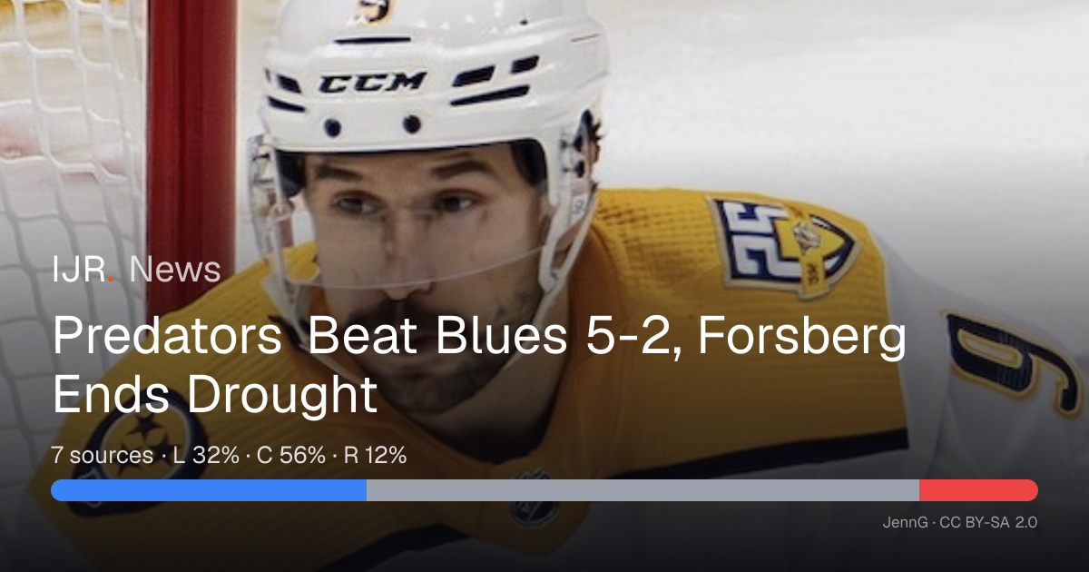 Predators Beat Blues 5-2, Forsberg Ends Drought — IJR News