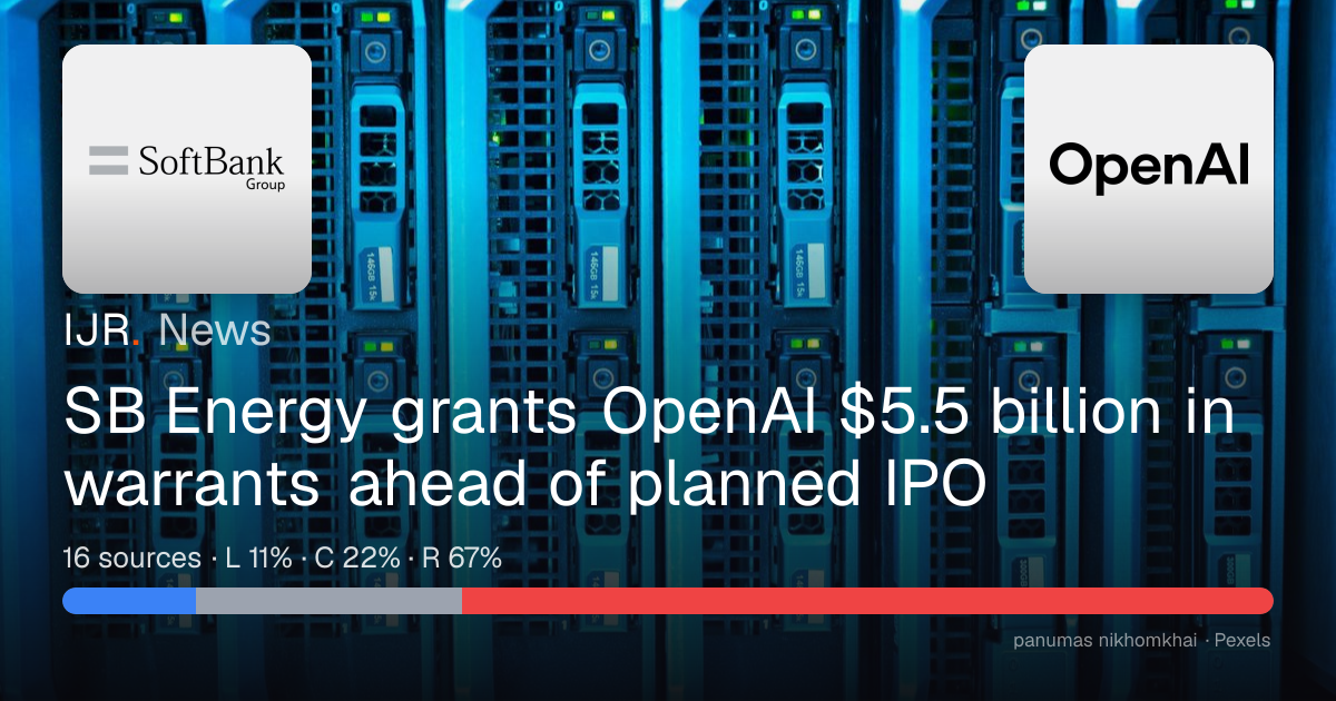 SB Energy Grants OpenAI $5.5B Warrants Pre-IPO — IJR News