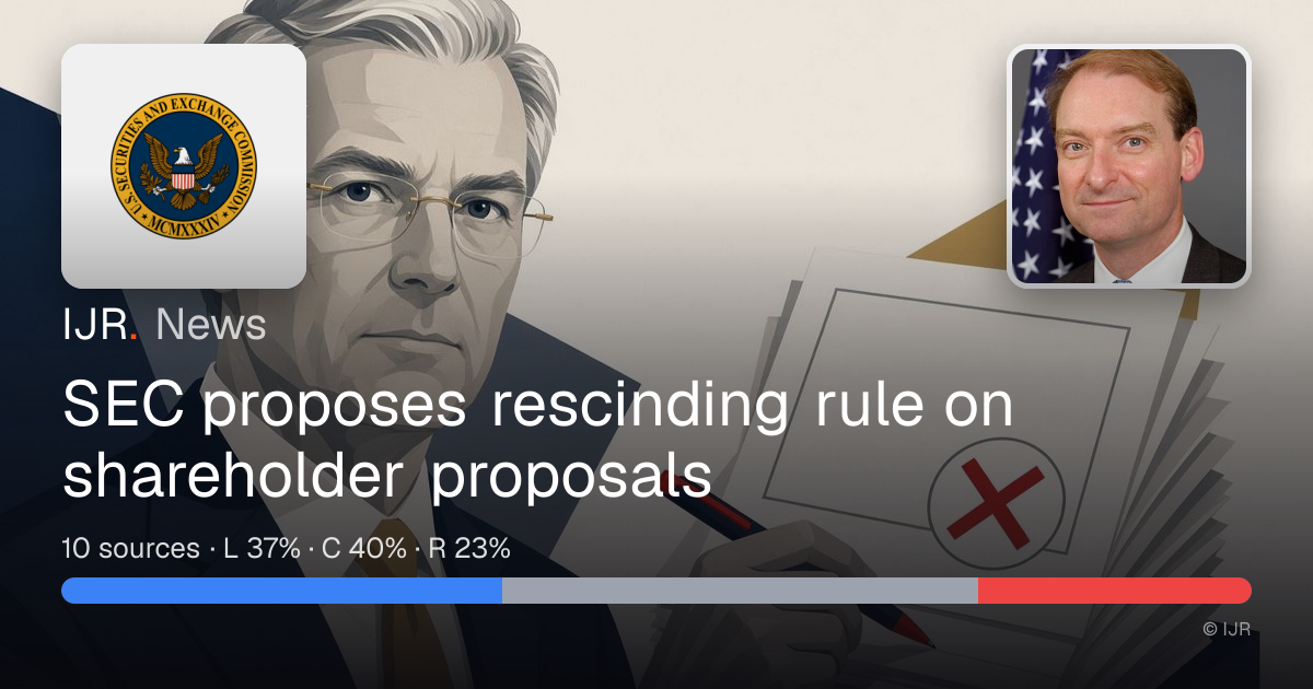 SEC proposes rescinding rule on shareholder proposals — IJR News