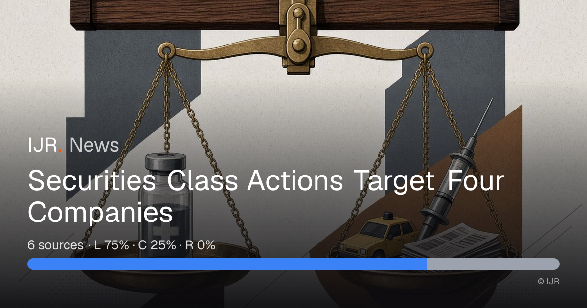 Securities Class Actions Target Four Companies — IJR News