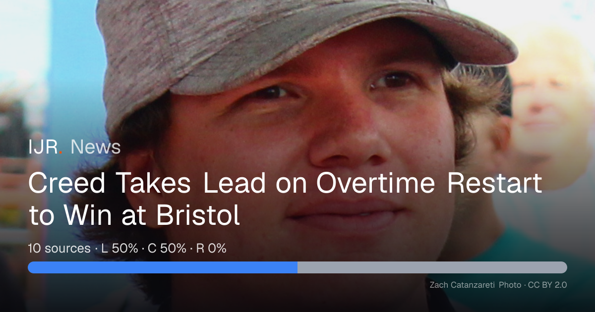 Creed Takes Lead on Overtime Restart to Win at Bristol — IJR News