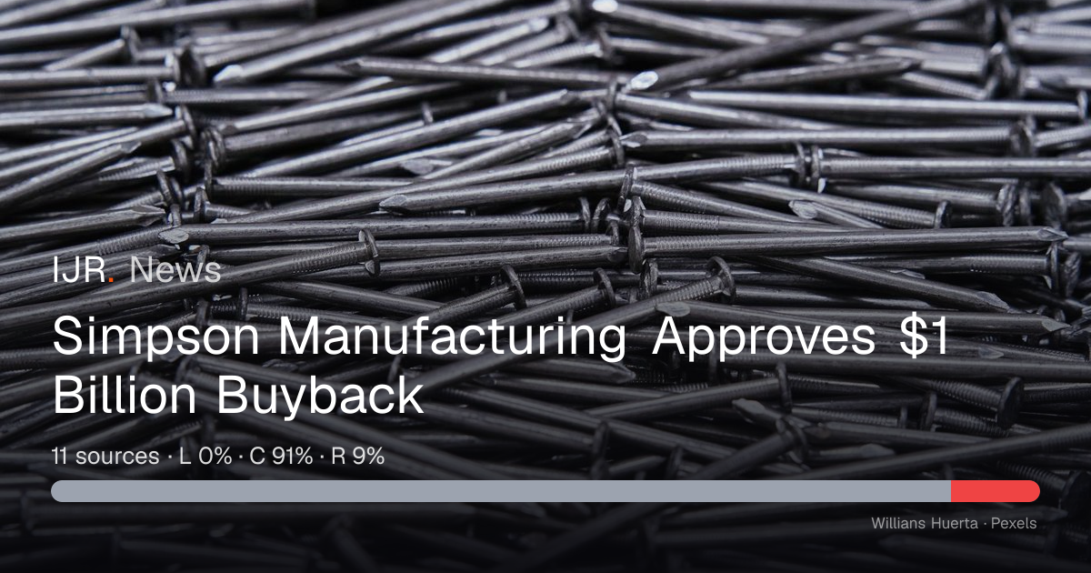 Simpson Manufacturing Approves $1 Billion Buyback — IJR News