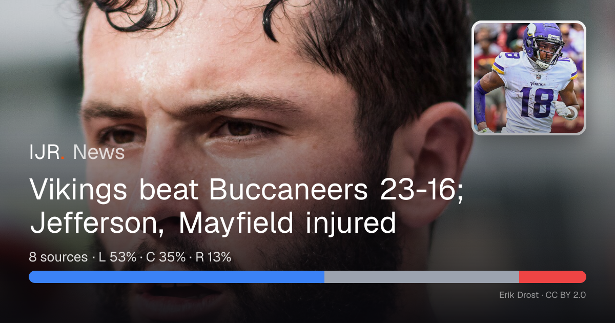 Vikings beat Buccaneers 23-16; Jefferson, Mayfield injured — IJR News