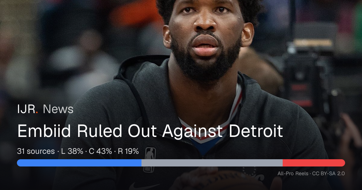 Embiid Ruled Out Against Detroit — IJR News