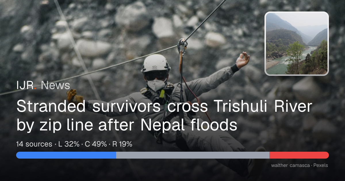 Stranded survivors cross Trishuli River by zip line after Nepal floods ...