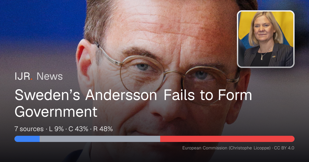 Sweden’s Andersson Fails to Form Government — IJR News