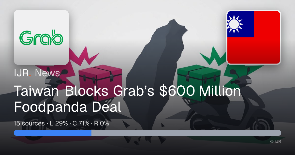 Taiwan Blocks Grab’s $600 Million Foodpanda Deal — IJR News