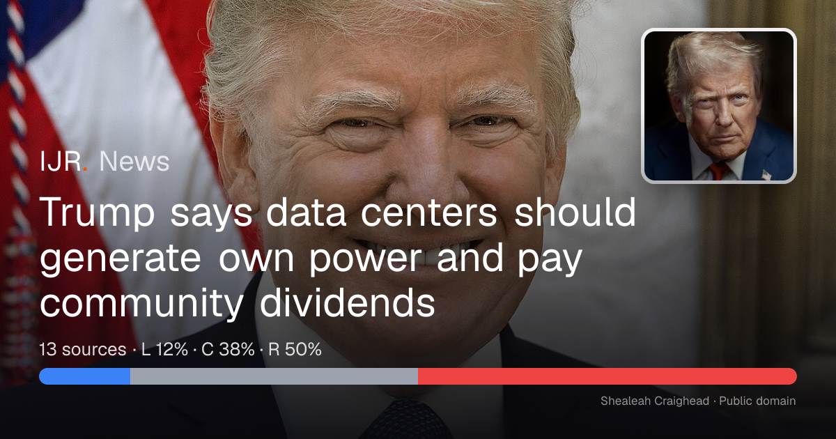 Trump urges data centers to pay community dividends — IJR News