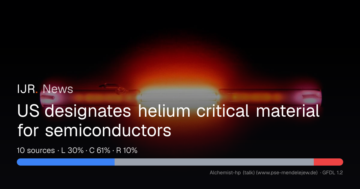 US designates helium critical material for semiconductors — IJR News