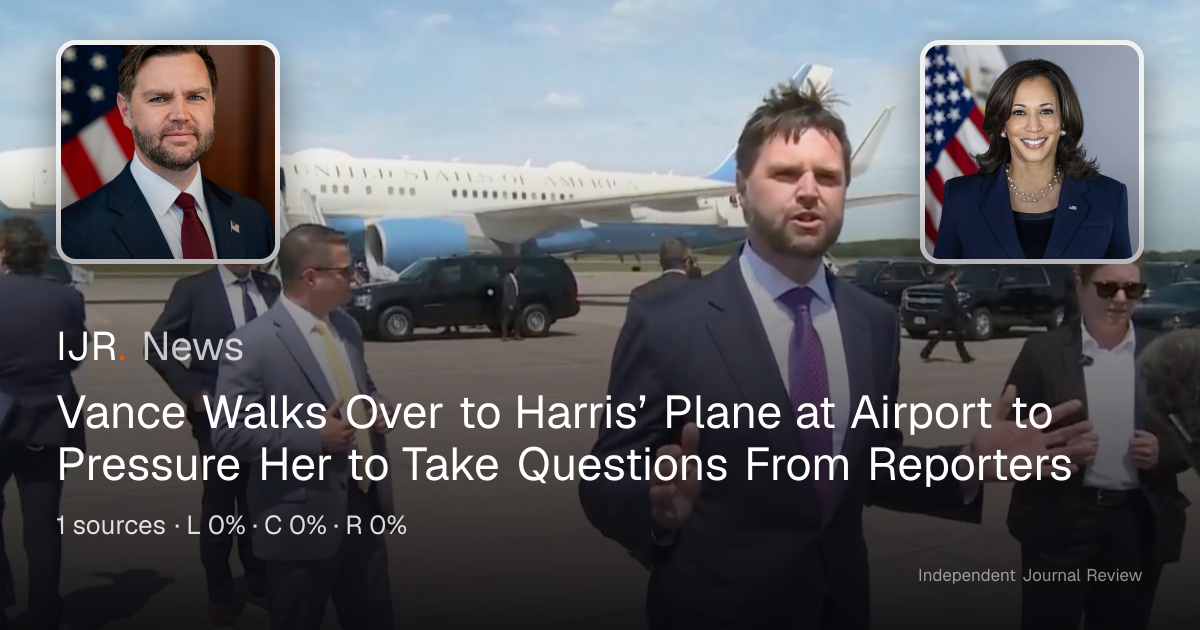 Vance Walks Over to Harris’ Plane at Airport to Pressure Her to Take ...