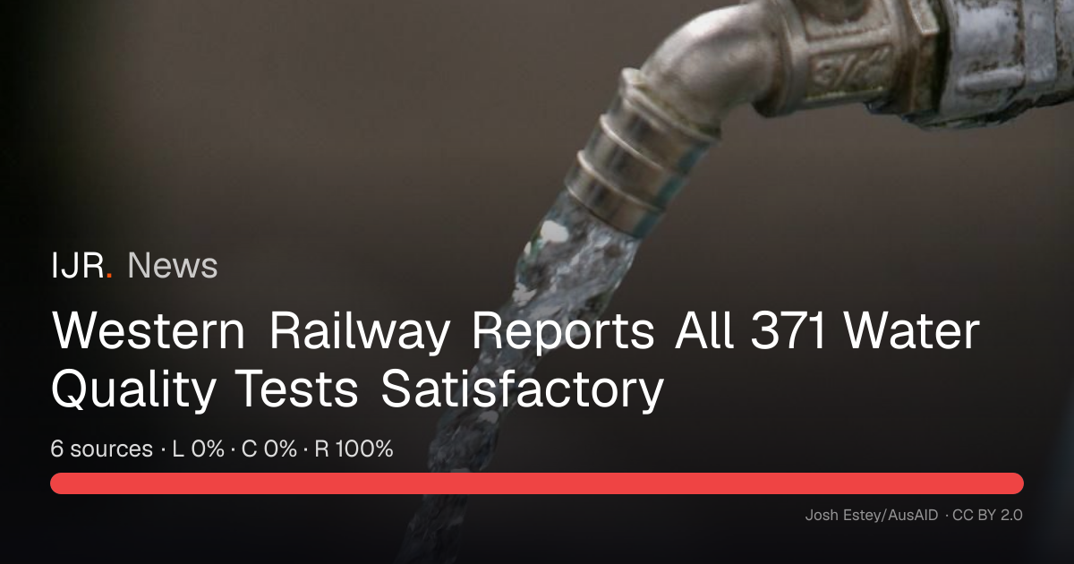 Western Railway Reports All 371 Water Quality Tests Satisfactory — IJR News