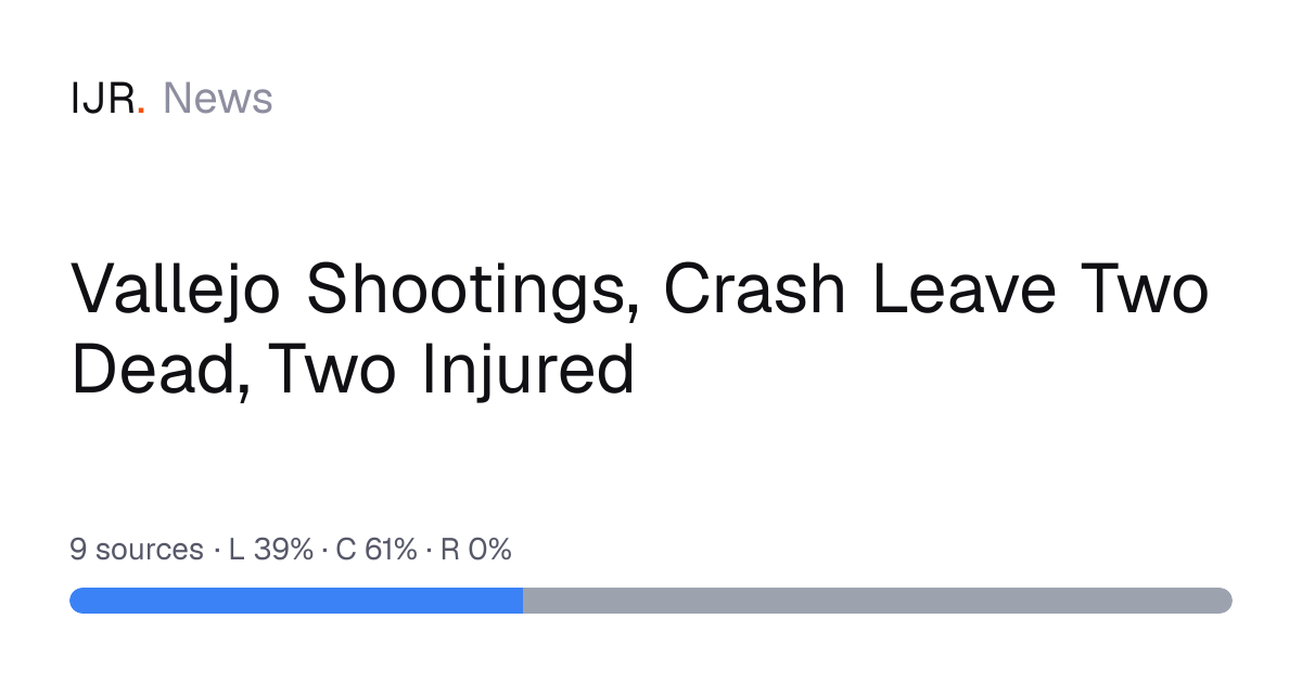 Vallejo Shootings, Crash Leave Two Dead, Two Injured — IJR News