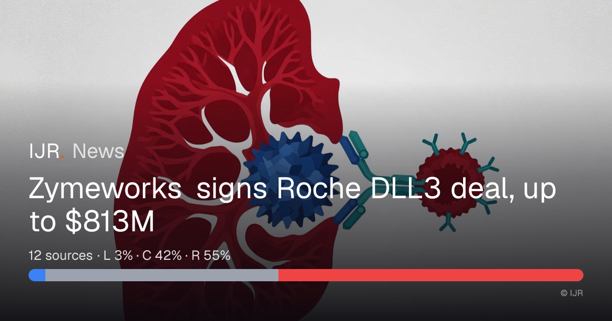Zymeworks signs Roche DLL3 deal, up to $813M — IJR News