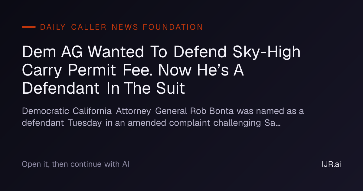 Dem AG Wanted To Defend Sky-High Carry Permit Fee. Now He’s A Defendant ...