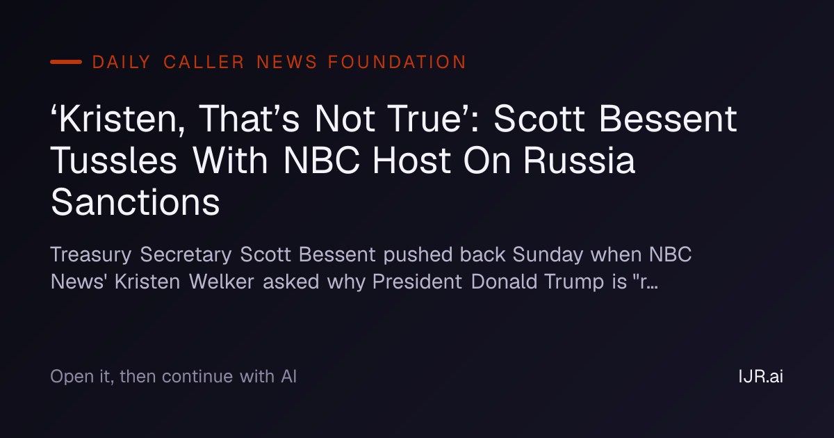 ‘Kristen, That’s Not True’: Scott Bessent Tussles With NBC Host On ...