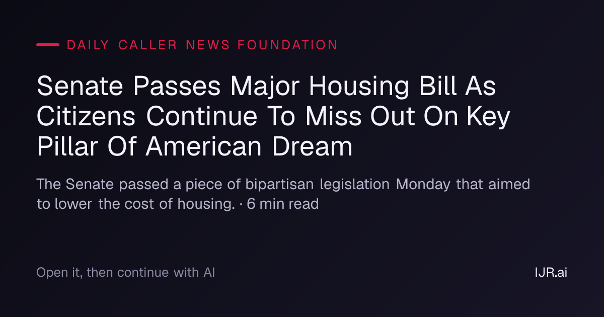 Senate Passes Major Housing Bill As Citizens Continue To Miss Out On ...