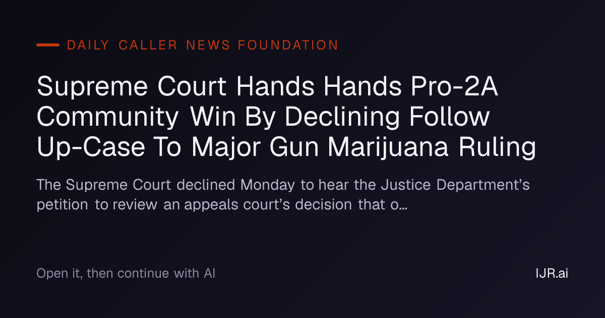 Supreme Court Hands Hands Pro-2A Community Win By Declining Follow Up ...
