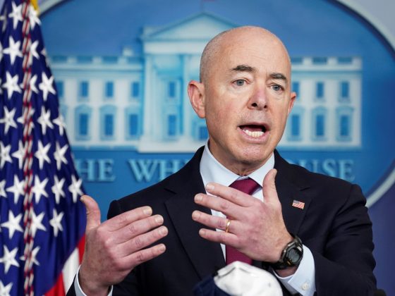 U.S. Department of Homeland Security Secretary Alejandro Mayorkas speaks during a press briefing at the White House in Washington, U.S., March 1, 2021. (Kevin Lamarque/Reuters)    