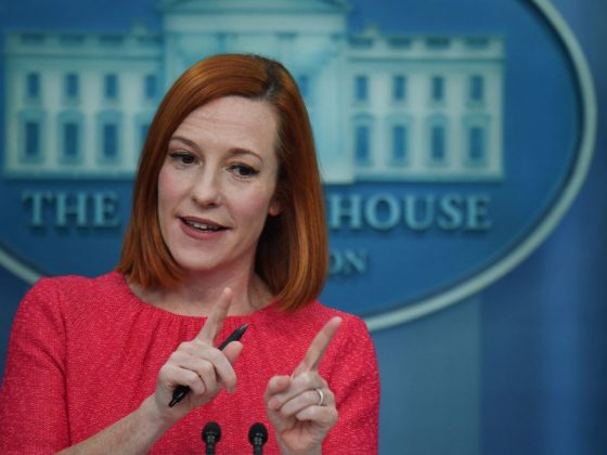 White House Press Secretary Jen Psaki holds a press briefing in the Brady Briefing Room of the White House in Washington, DC. on March 16, 2022. (Photo by Nicholas Kamm / AFP) (Photo by NICHOLAS KAMM/AFP via Getty Images)