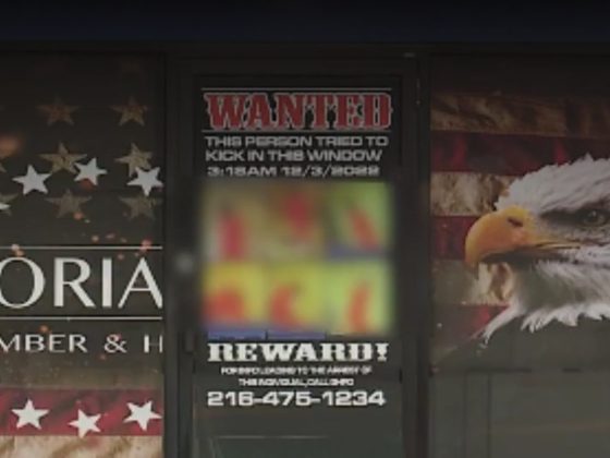 A store owner posted a wanted sign to try to find the individual who broke in.