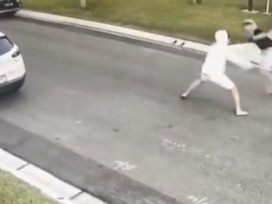 An Australian man fights off would-be thieves in this video screen shot.