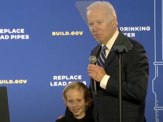President Joe Biden pulled a little girl from the audience up on stage before his speech Friday.