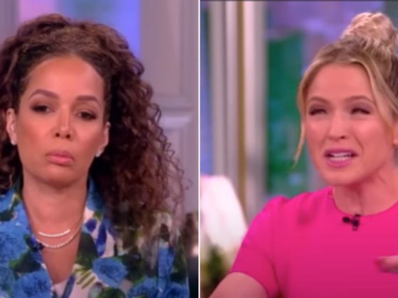 "The View" host Sunny Hostin, left, was less than impressed with Sara Haines' discussion about her kids seeing her naked.
