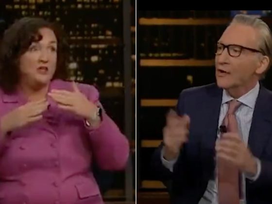 Bill Maher, right, took Rep. Katie Porter, left, to task during Friday's episode of "Real Time" after Porter referred to Maher and Piers Morgan as "old and grumpy."