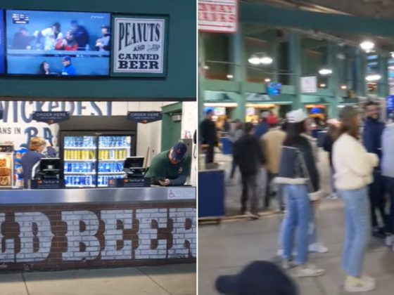 Luis Tejada spotlighted the lack of customers at a Bud Light concession at Fenway Park in Boston compared to the crowd lined up at the adjacent stand.