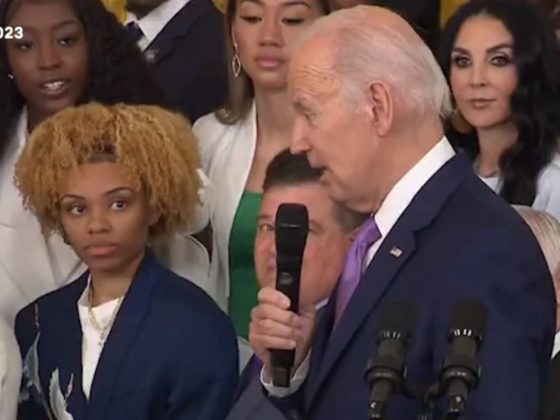 President Joe Biden addresses the LSU women's basketball team.