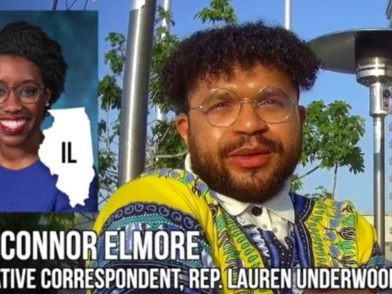 Clay Connor Elmore, a legislative correspondent who works for Democratic Rep. Lauren Underwood of Illinois, says in a video that he thinks his boss, upper left, "is lying about being a nurse."