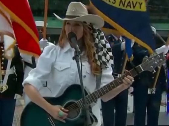 Jewel performs "The Star-Spangled Banner" Sunday at the Indy 500 in Indiana.