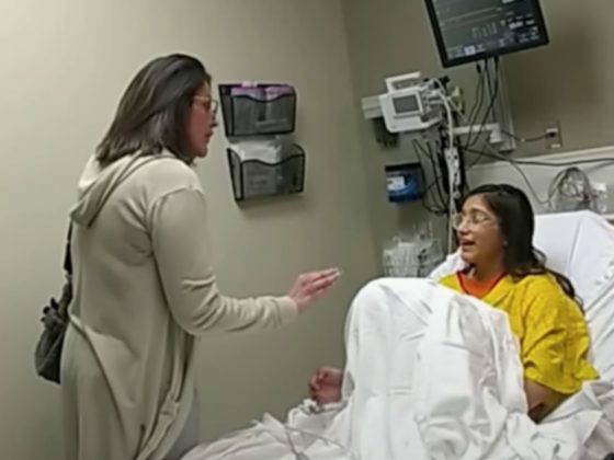 This YouTube screen shot shows Alexee Trevizo, 19, and her mother at the hospital.