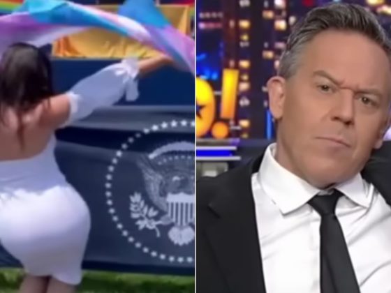 Fox News host Greg Gutfeld highlights a transgender activist going topless at a White House "pride" event on "Gutfeld!" on Wednesday.