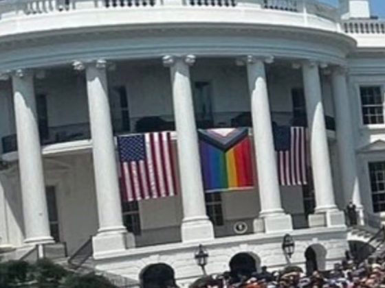 The White House displays a "pride" flag for June's "pride month."