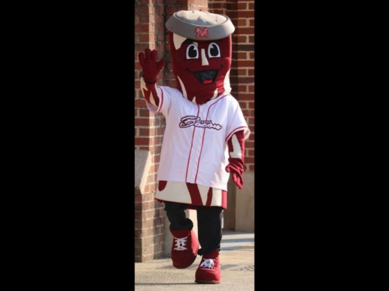 This Twitter screen shot shows the Macon Bacon mascot.