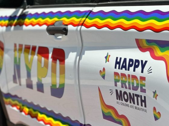 This Twitter screen shot shows a redesigned NYPD car in celebration of 'pride month.'