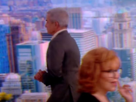 This YouTube screen shot shows actor Dermot Mulroney as he is 'walking off' the set of 'The View.'