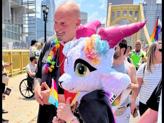 Sen. John Fetterman participates in an LGBT "pride" parade in Pittsburgh.
