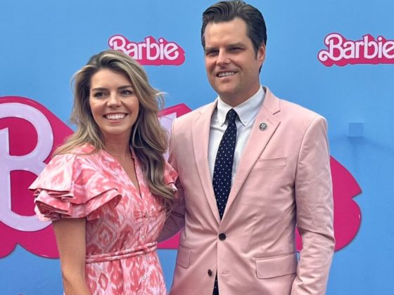 Republican Rep. Matt Gaetz and his wife Ginger were criticized on Tuesday for attending an event for the new "Barbie" film.