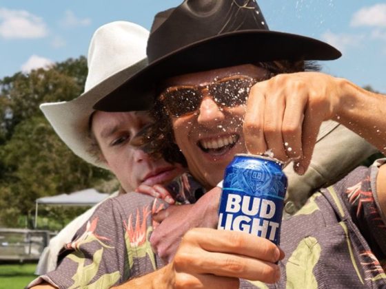 A Bud Light ad that has been edited to include a character from "Brokeback Mountain."