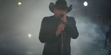 Country singer Jason Aldean is seen in the music video for "Try That in a Small Town."