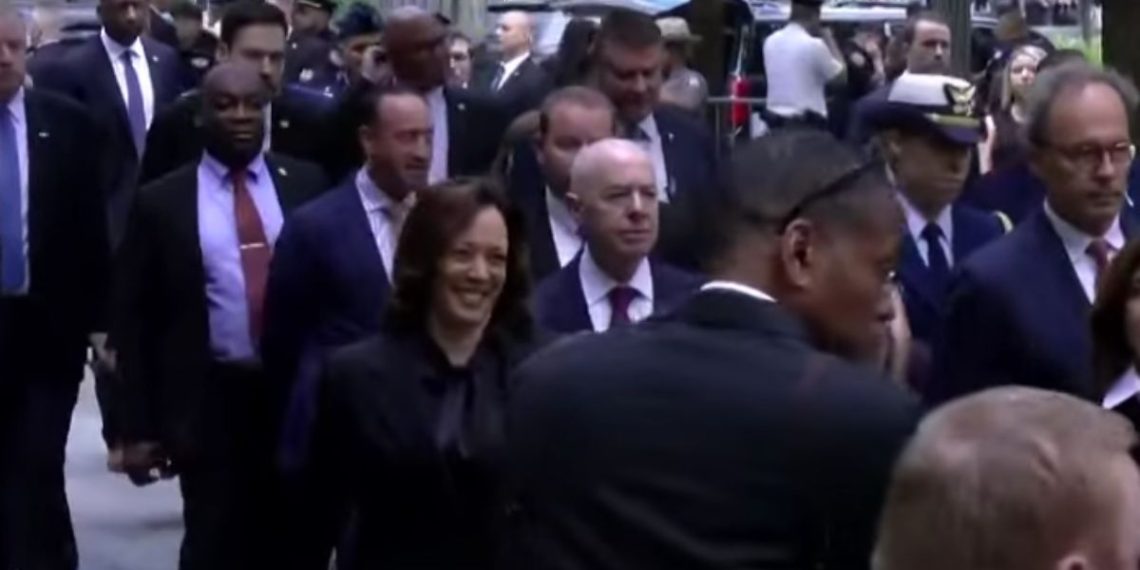 Vice President Kamala Harris is seen at the 9/11 memorial in New York City on Monday.